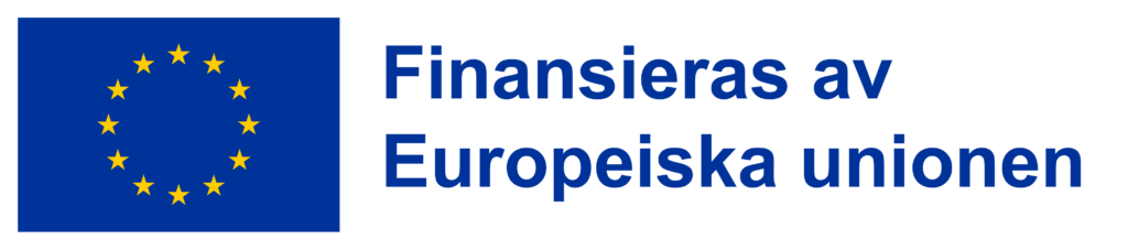 EU-flagga med tolv gula stjärnor och texten