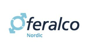 Feralco Nordics logotyp med blå cirkelpilar till vänster om företagsnamnet.