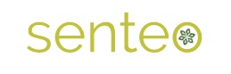 Senteos logotyp med en grön blomma inuti bokstaven 
